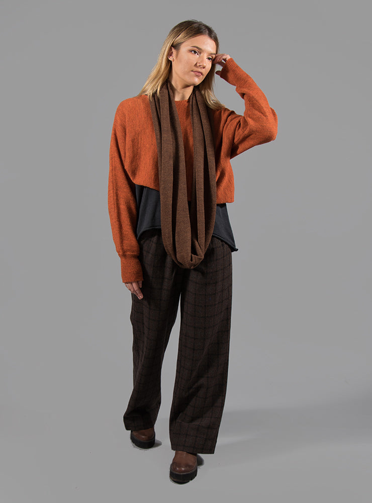 Wide Trousers with Button Front in Brown