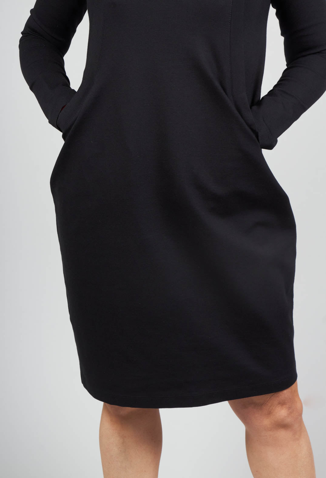 High Neck Dress with pockets in Black